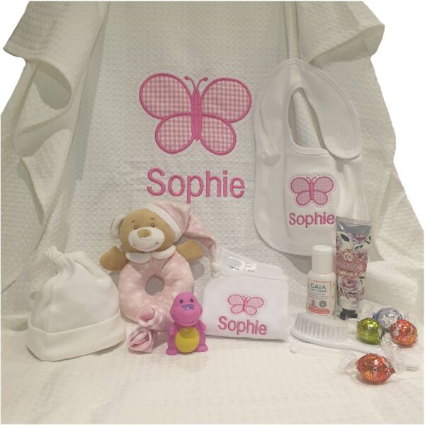 Waffle Weave Blanket with Personalised Butterflies & Name Thumbnail