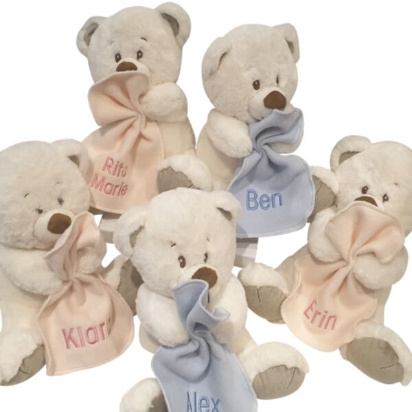 Personalised | 28cm Pebbles Teddy with blankie Thumbnail