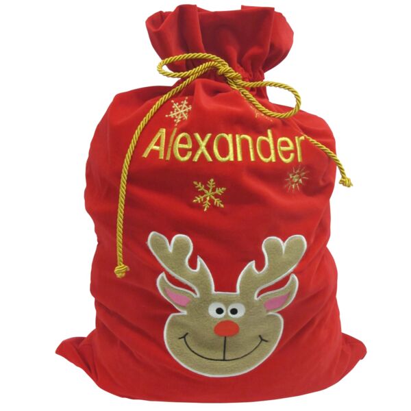 Personalised Christmas Gift Sack - Reindeer Thumbnail
