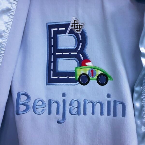 Litte Racer Personalised Baby Blanket Thumbnail