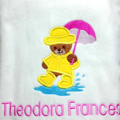 My Teddy in a Raincoat  Personalised Blanket Thumbnail