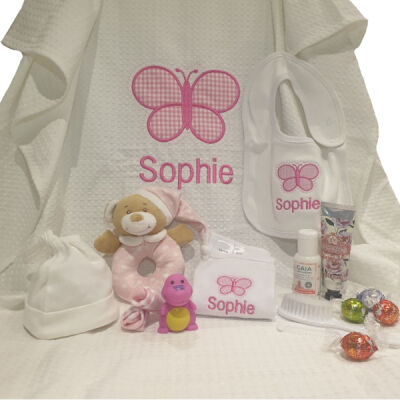 Waffle Weave Blanket with Personalised Butterflies & Name Thumbnail