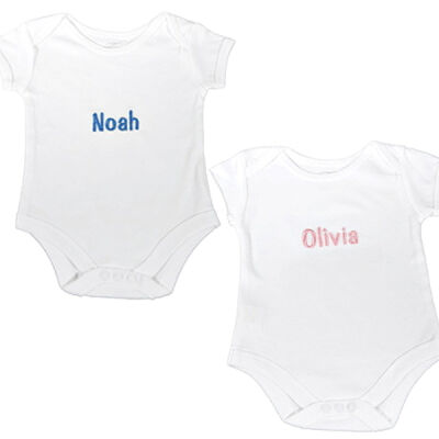 Personalised Baby Body Suit plus bonus matching white plain bib Thumbnail