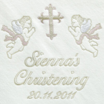 Christening Personalised Blanket...Cherubs Pink Thumbnail