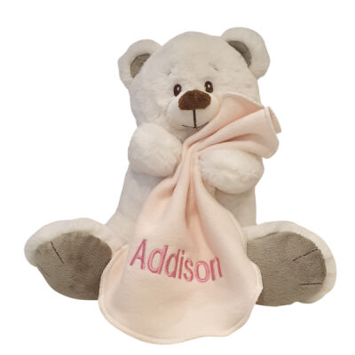 Personalised Teddy | 28cm Pebbles Teddy Bear with Blankie Thumbnail