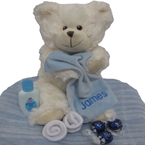 Personalised Knitted Blanket and Pebbles Teddy + Bonus Gift Thumbnail